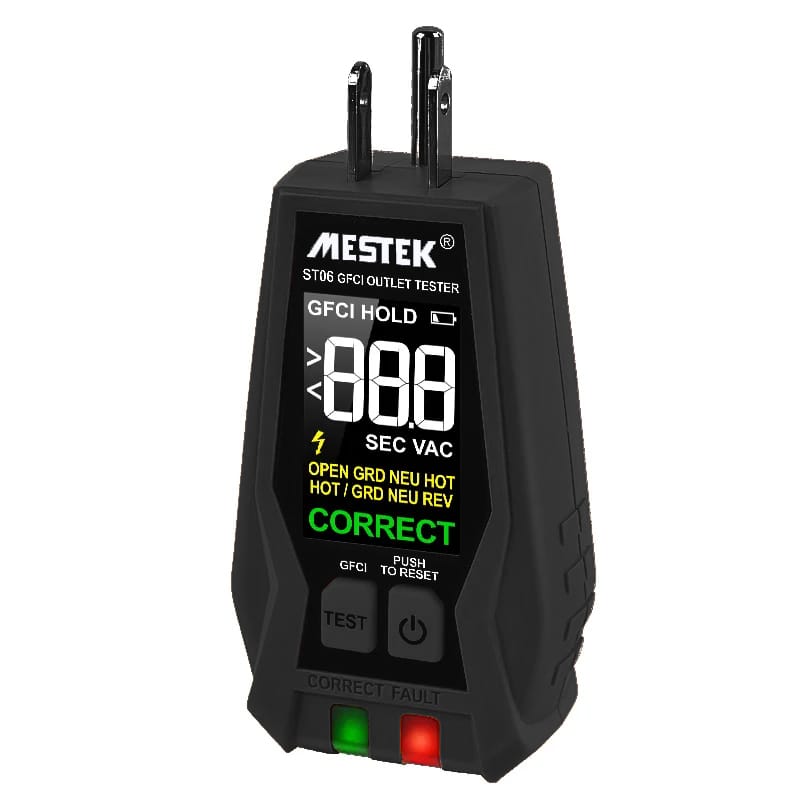 CFCI Outlet Tester ST06 with VA reverse color screen and CFCI functionality