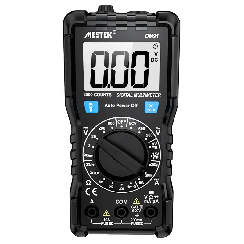 Professional digital multimeter with 2000μA DC current minimum.