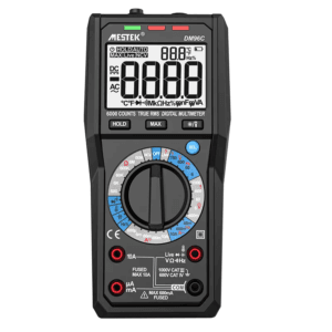 Professional multimeter with True-RMS and temperature measurement up to 1000°C.