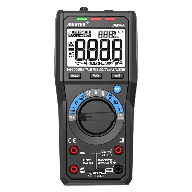 DM96A Automatic Multimeter with 6000 Counts and 10A Current Measurement