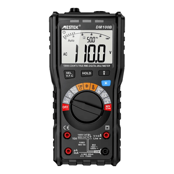 DM100B digital multimeter with frequency detection and ACV/ACA True-RMS