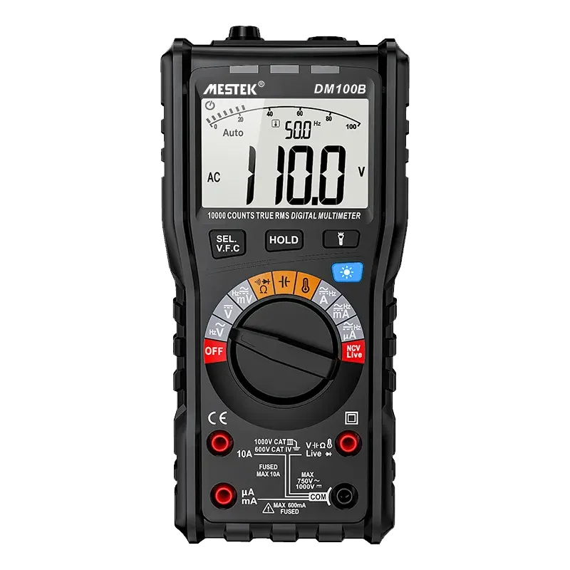 DM100B multi-function multimeter with frequency detection and ACV/ACA True-RMS