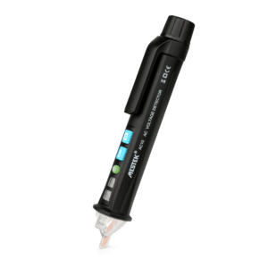 Voltage tester pen with dual voltage ranges and LED flashlight.