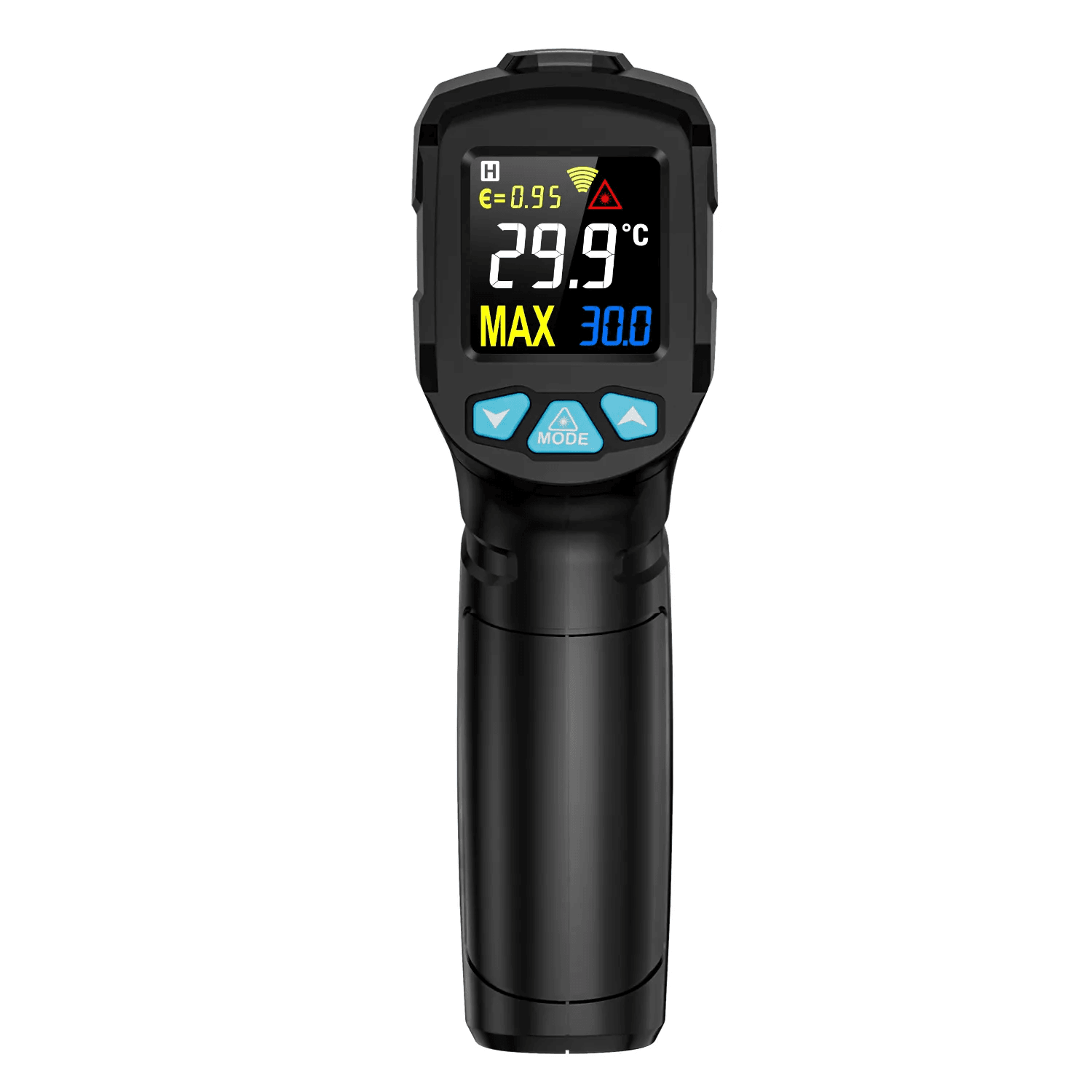 IR01A infrared thermometer with a clear LCD display, measuring from -50°C to 380°C.