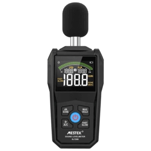 Sound level meter SL720B with a high-quality color 4-digit display for accurate reading.