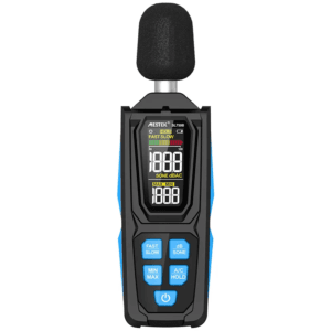 Noise meter SL750B with a vibrant color 4-digit display, offering clear and precise readings.