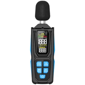 Noise meter SL750B with a vibrant color 4-digit display, offering clear and precise readings.