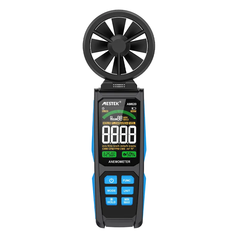 Anemometer AM620 displays wind speed measurement