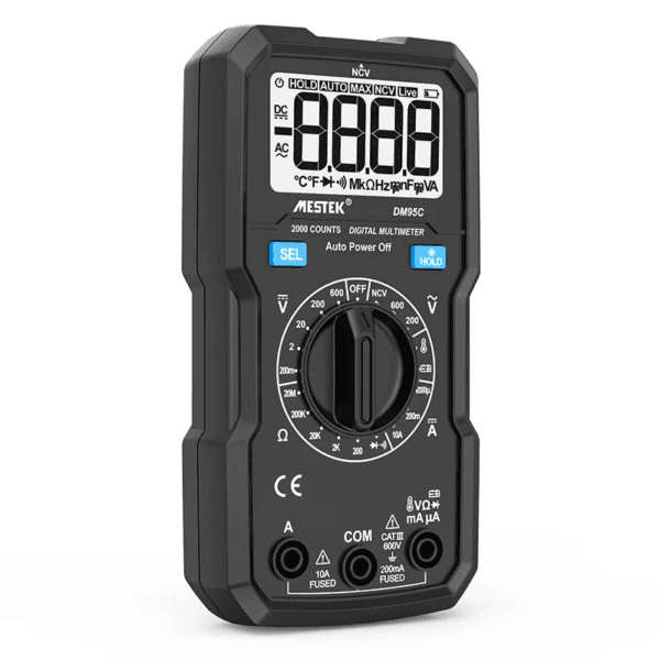 DM95C digital multimeter side view