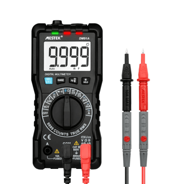 DM91A multimeter in action distinguishing neutral and live wires