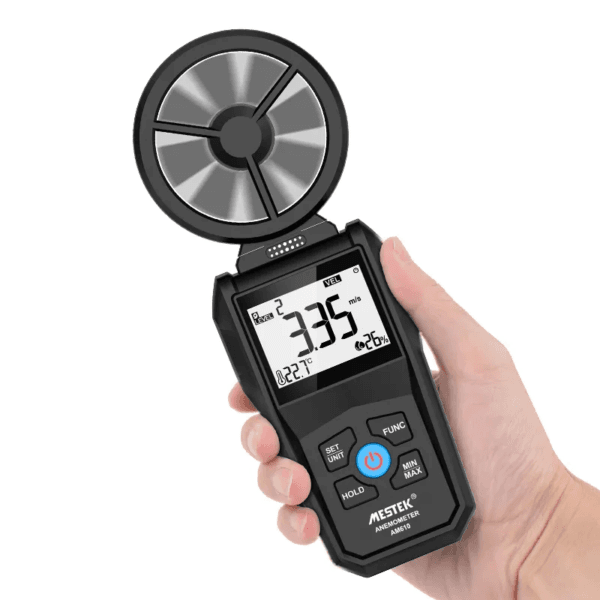 Anemometer AM610 Wind Speed Tester used in a warm air system