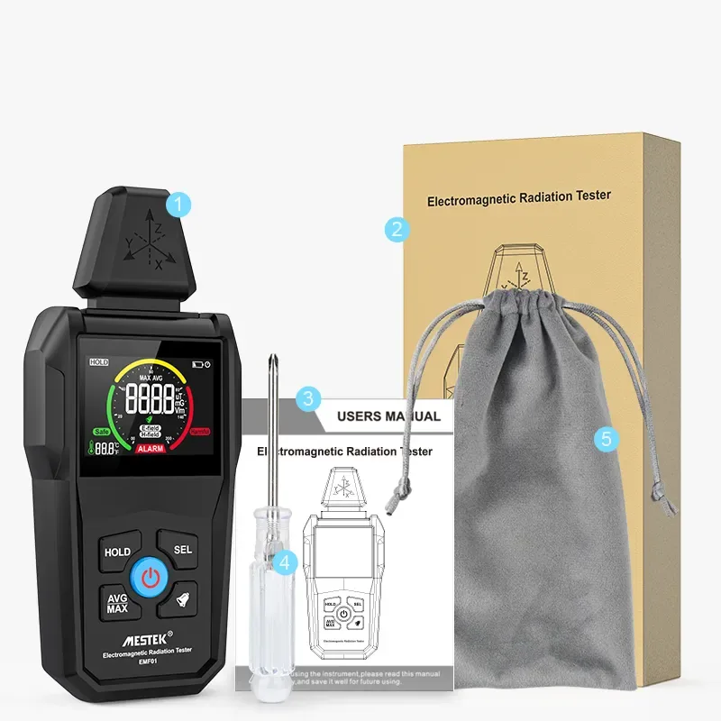 EMF Meter EMF01 is equipped with various accessories to meet the test needs.