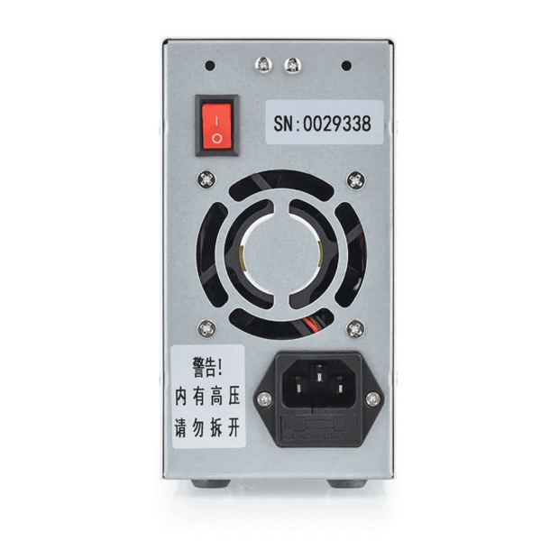 Rear view of DC Power Supply DP305MF showing input ports and power connections