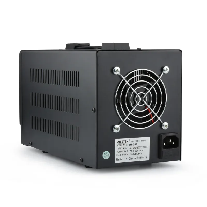 Rear view of DC Power Supply DP305 highlighting the ventilation ports for efficient heat dissipation