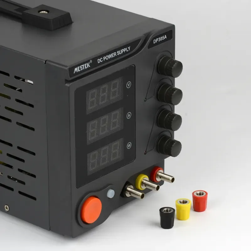 Interface view of DC Power Supply DP305A highlighting R232, 485, and USB ports