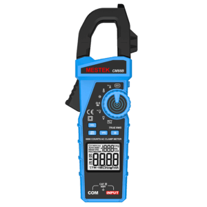 The picture shows a TRMS clamp meter that supports VFD function and K-type temperature test.