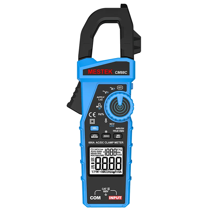 The picture shows the clamp electric meter CM88C, which can measure 600V AC and DC current.