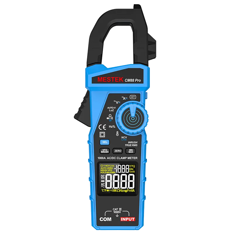 The picture shows a DC clamp meter CM88 PRO with 1000A inrush current test capability.