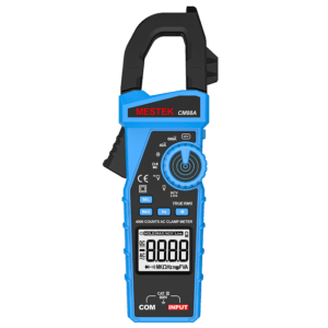 The picture shows a TRMS clamp meter with VFD function and overload indication