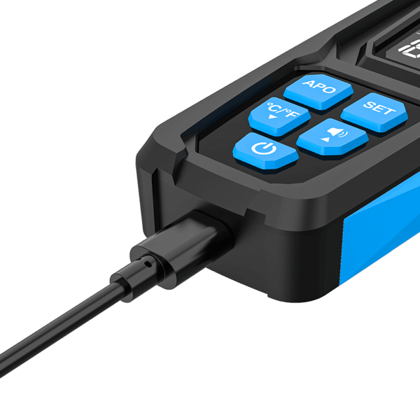 The image depicts the appearance of the Halogen Leak Detector HD02C with a rechargeable USB Type-C port.