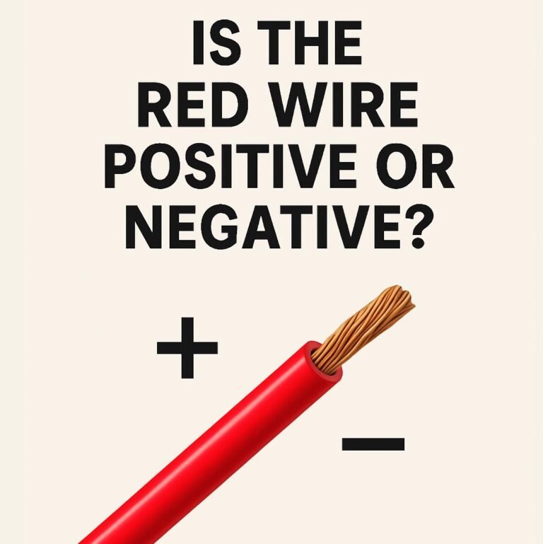 The image depicts the question: Is the Red Wire Positive or Negative?