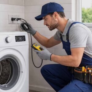 The maintenance personnel are checking why the dryer keeps tripping breaker.