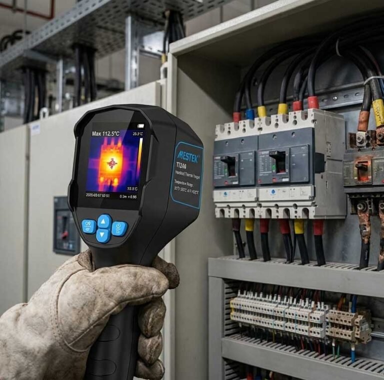 Thermal imaging for electrical inspection used to detect overheating circuit breakers in industrial power systems.