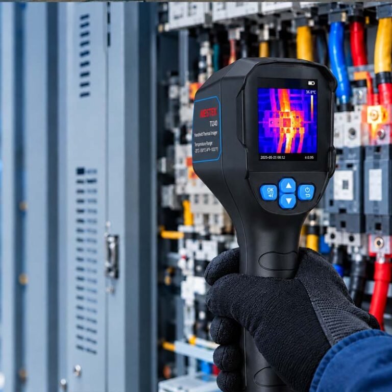 MESTEK TI240 thermal camera detecting electrical hot spots in an electrical control cabinet.